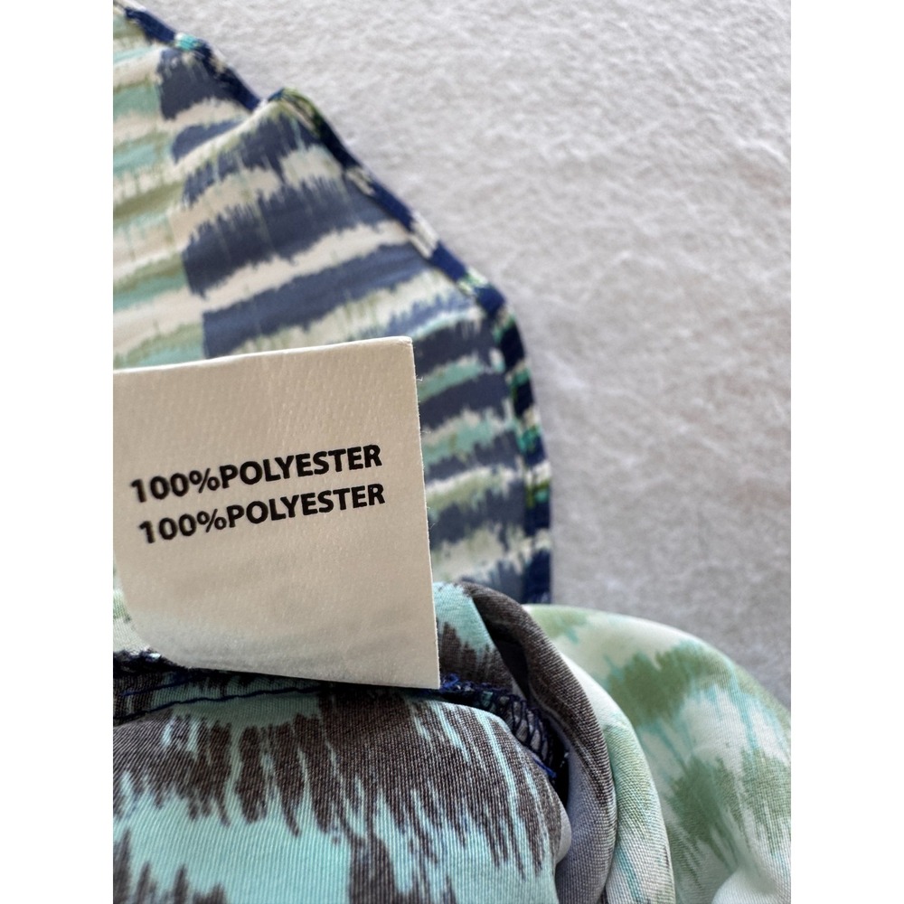 Ramy Brook Blue Green Watercolor Halter Midi Wrap Tie‎ Waist Dress Medium - Picture 12 of 12